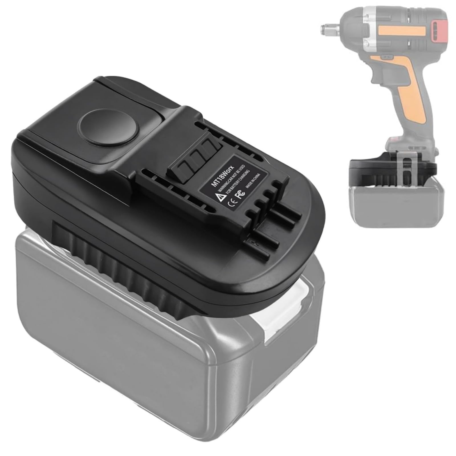 MT18Worx Battery Adapter for Worx 20V Power Tools, Adapter Converter for Makita 18V for Worx 20V 4-Pin Power Tools (Converter Only)
