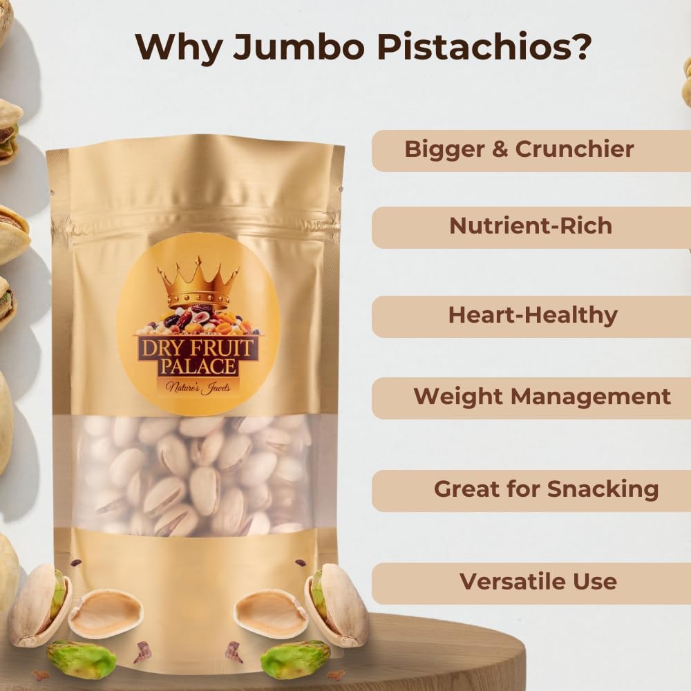 Dry Fruit Palace Premium Jumbo Pistachios, Roasted and Salted (100gm) 1