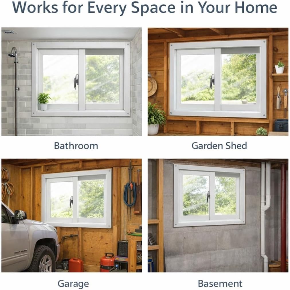 Sliding Window for Household, Bathroom, Garage, Shed - Basement Windows with Tempered Glass and Fiberglass Screen, Aluminum Horizontal Replacement Window 10IN-50IN(White,24x12in)