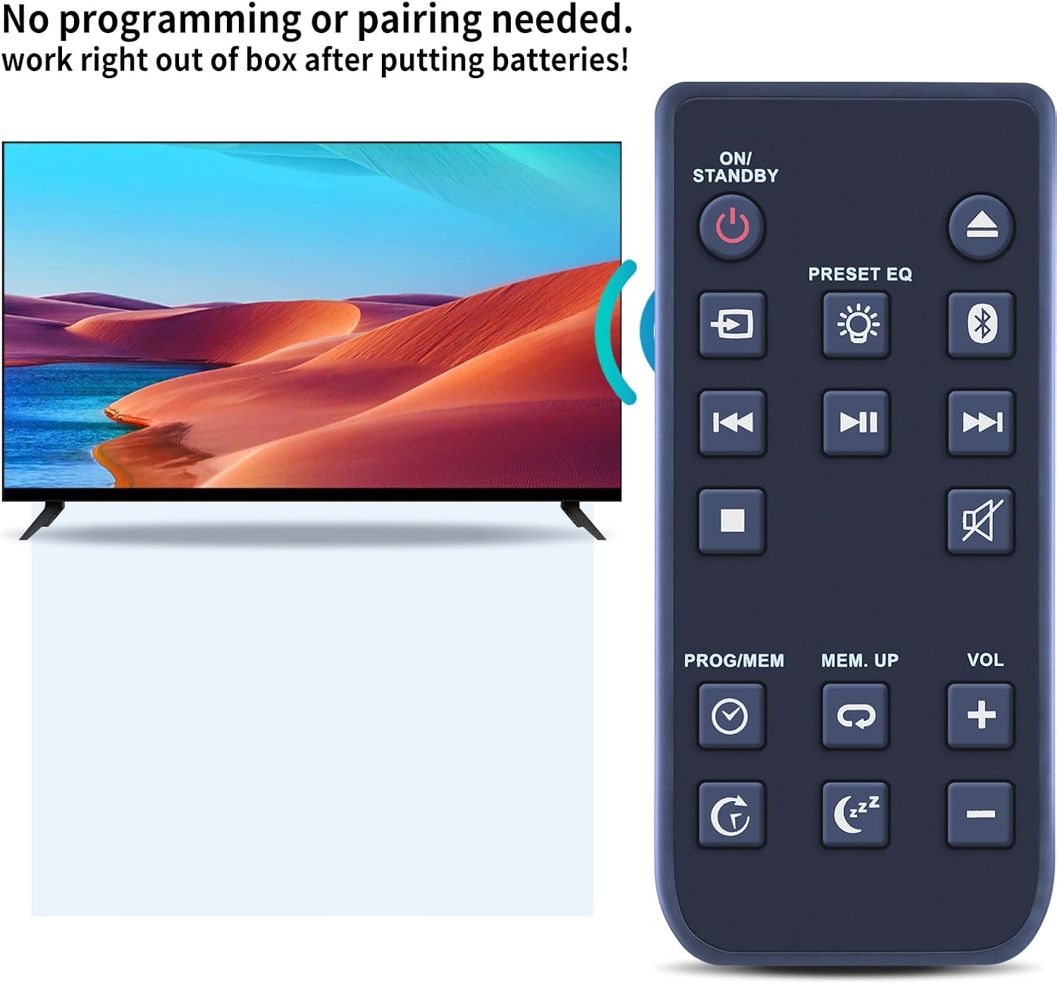 Remote control ready for use with no programming