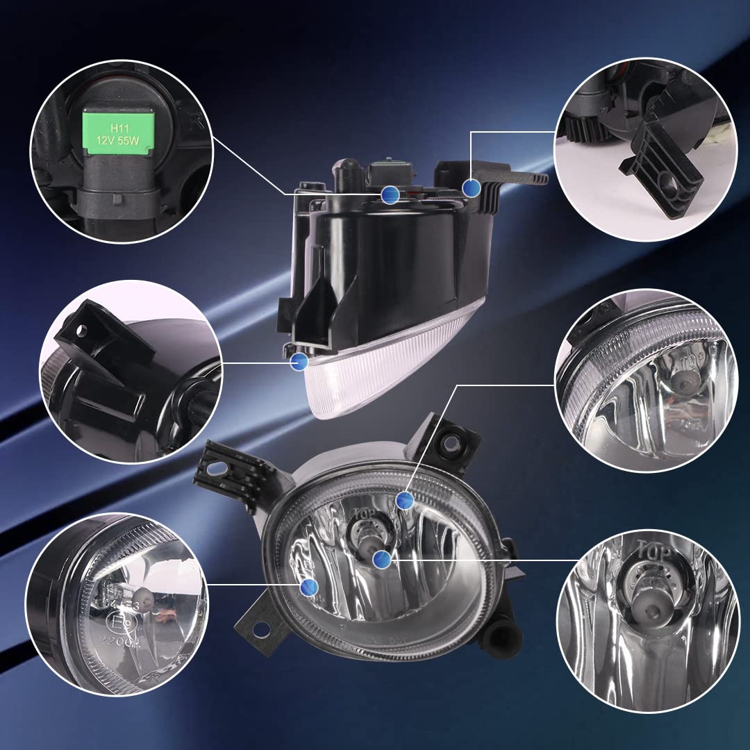 Nebelscheinwerfer für AUDI A3 (8P1/8PA) S-Line Stoßstange/S3 A3 Convertible (8P7) A4 (8EC/8ED) V-System A4 Convertible (8H7/8HE) S-Line Version, 1 Paar Fahrerseite und Beifahrerseite, H11,Glas klar