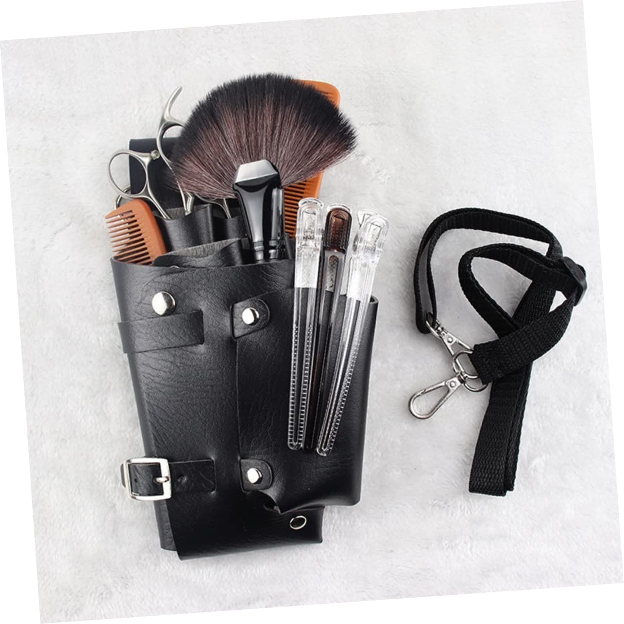 COLLBATH Hair Stylist Tool Bag Scissor Storage Waist Bag for Men Hairdresser Scissors Pouch Leather Scissor Case Hairdressing Scissors Pouch