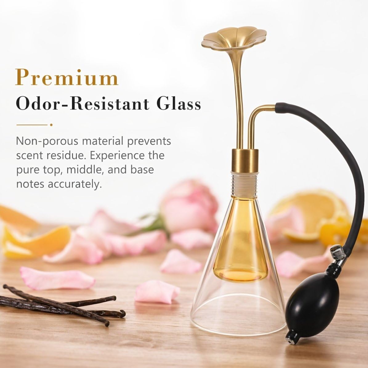 ERINGOGO Refillable Glass Perfume Atomizer with Flower Top Manual Hand-pump Mist Sprayer for Essential Oil Sampling Nose Training Fragrance Display