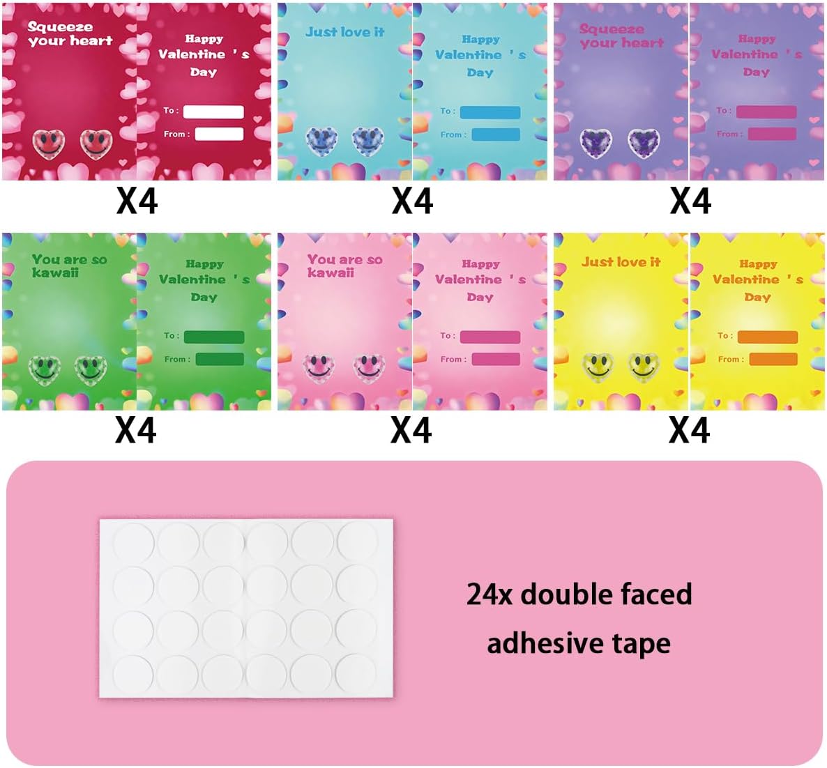 Anditoy 24 PCS Valentines Cards with Heart Squeeze Toys Stress Balls for Valentines Day School Class Classroom Gifts Prizes Party Favors - Image 3