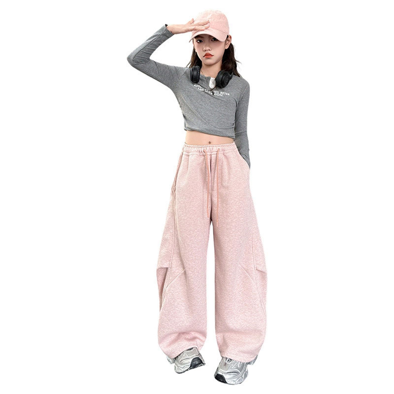 Pantaloni della tuta cargo a gamba larga per bambini ragazzi ragazze larghi in pile sportivo gamba dritta joggers compleanno comodi vestibilità ampia primavera fondo aperto pantaloni da yoga a vita