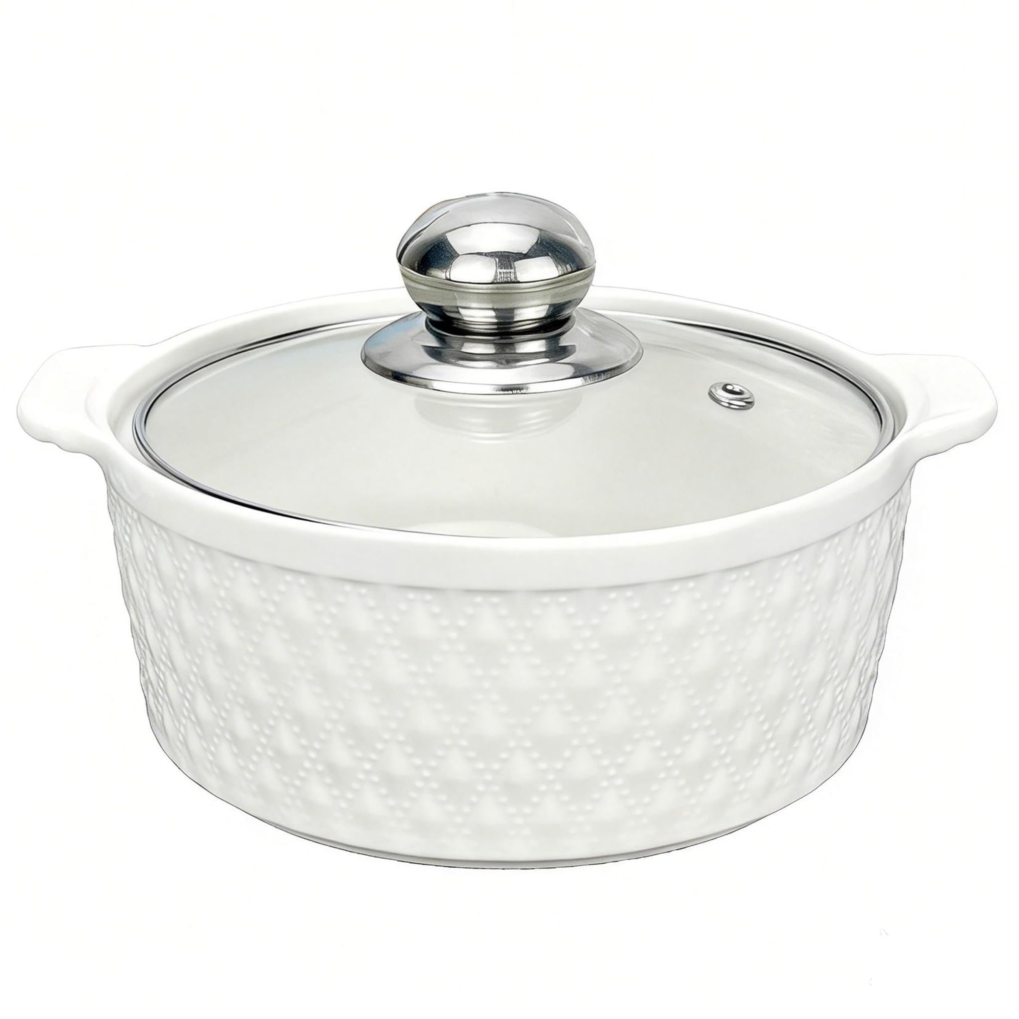 Abestware Casserole Dish with Lid, Ceramic Casserole Dish for Oven, 1.25 Quart White Baking Dish, Emboss 8” ramekins with lids