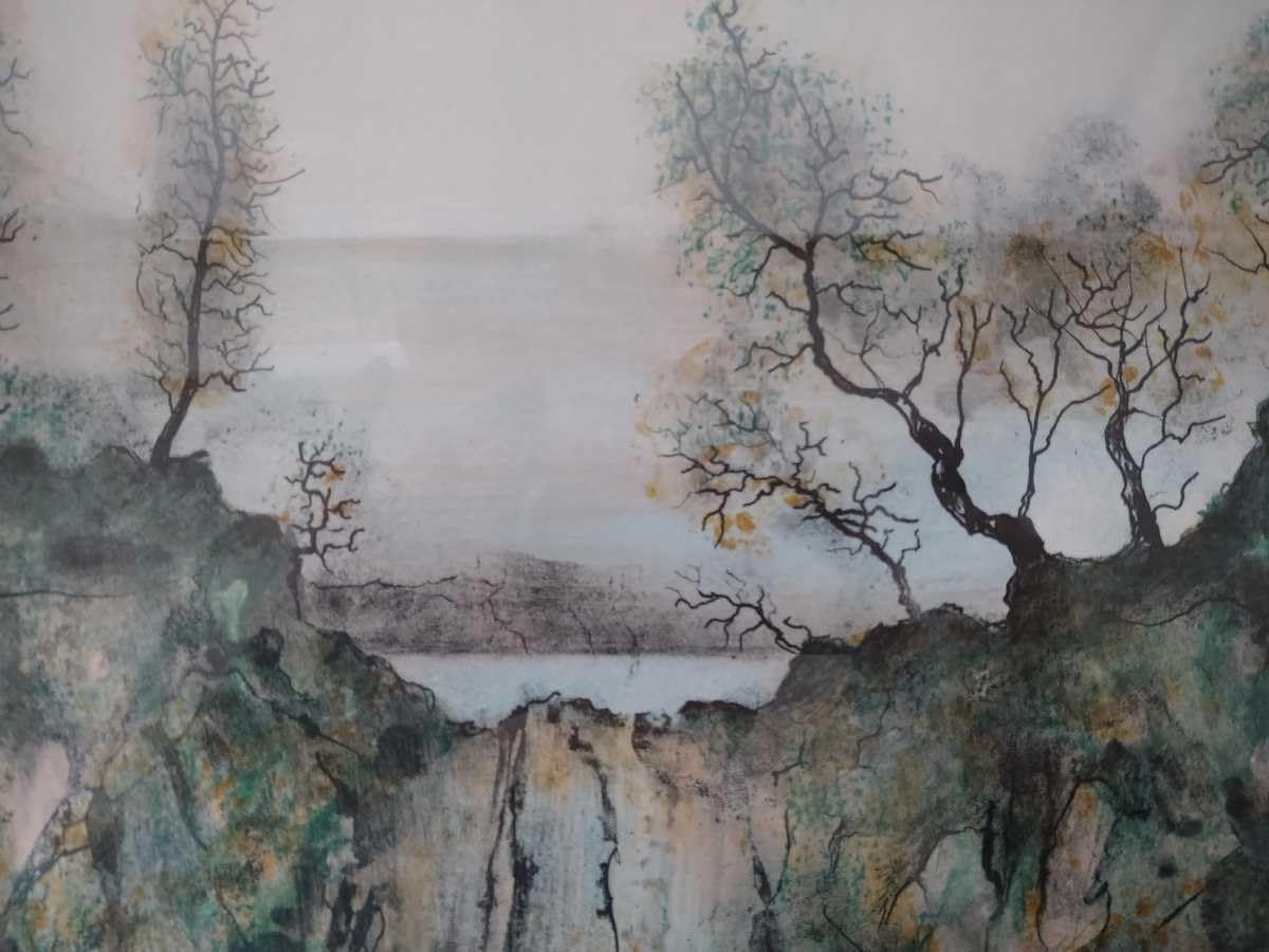 Amazon.co.jp: 真作 アントニオリベラ リトグラフ「滝」画寸 37cm×43cm