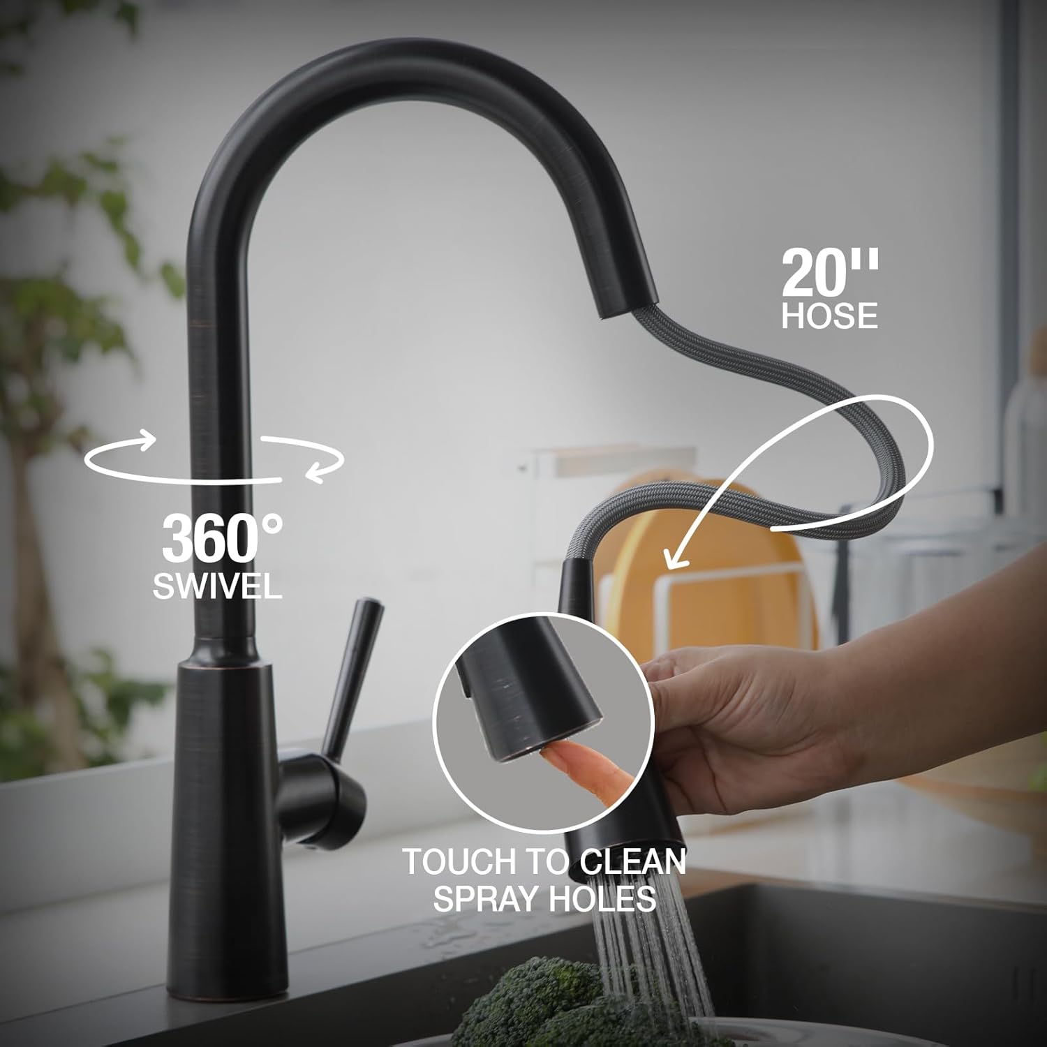 Matte Black Soap Dispenser for Kitchen Sink, Modern Kitchen Sink Faucet with Magnetic Docking Spray 2-Function, KF241-MB-21