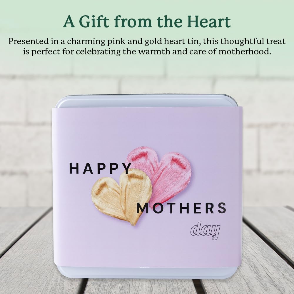 Carolina Cookie Company Pink & Gold Hearts Mother’s Day Cookie Tin, 12 Assorted Gourmet Cookies, Gift for Mom