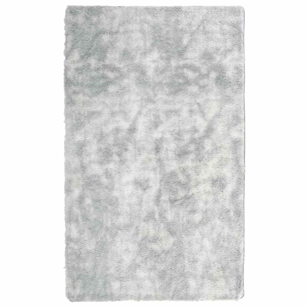 Tapis shaggy de salon rectangulaire gris argenté 80x150cm NAVARRA