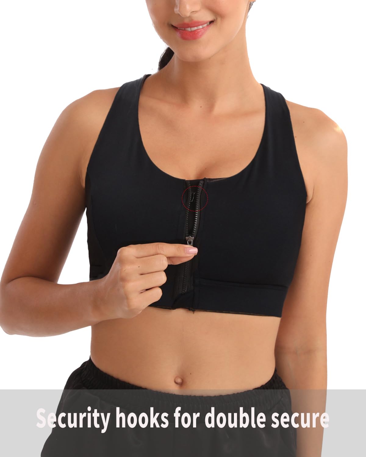 Sostén deportivo con cremallera frontal para mujer, de alto apoyo, brasier deportivo de alto impacto, brasier de compresión para entrenamiento