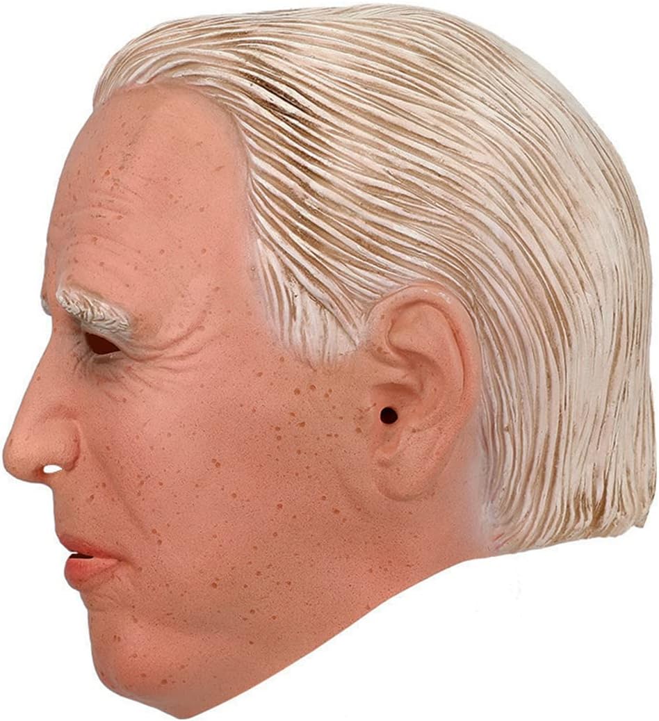 Exclusive Realistic Presidential Joe Head Mask Old Man Headgear for Decorative Halloween Party Costume Latex