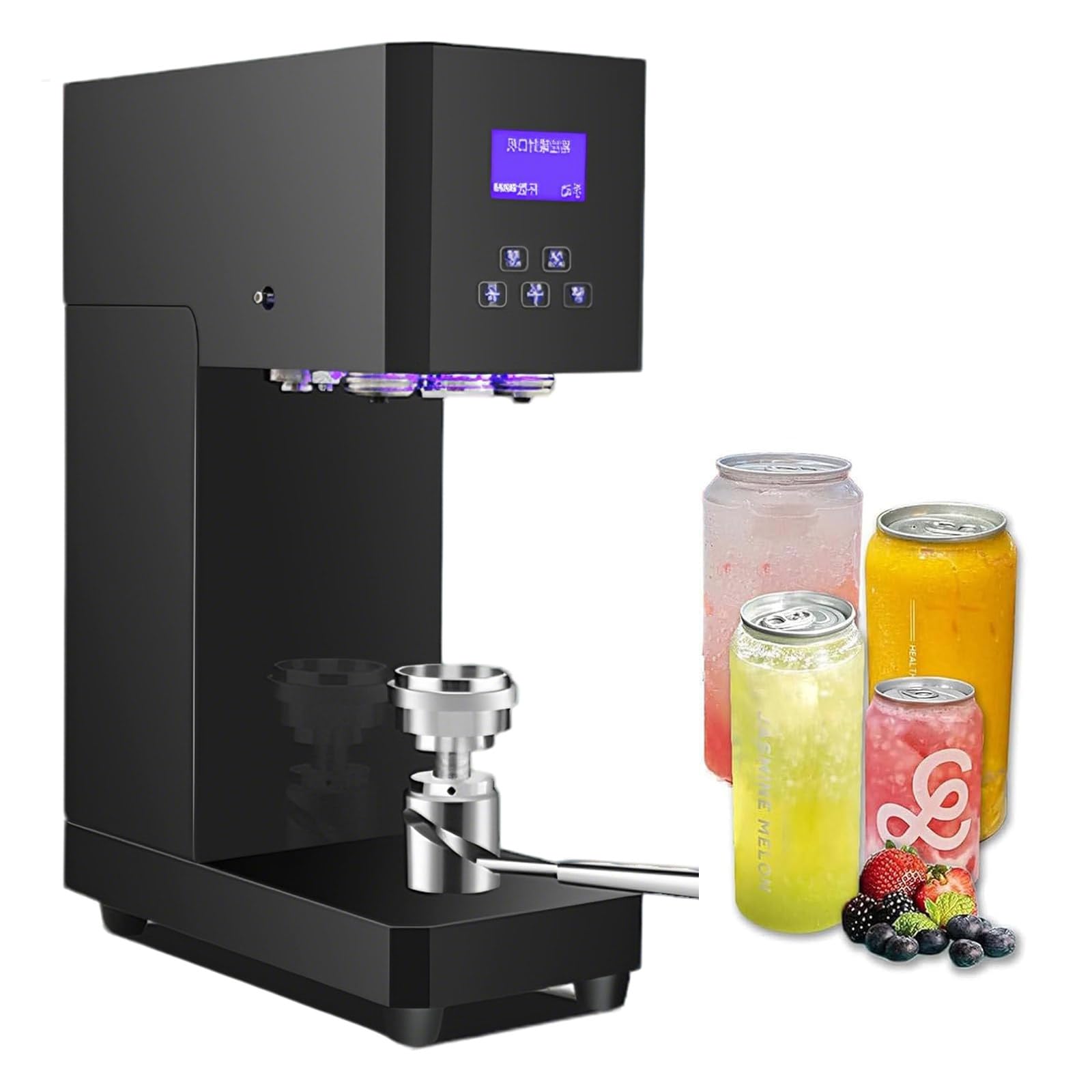 XUFWANYE Multi-Purpose Cup Can Sealer, 370W Automatic Sealing Machine for Glass, Plastic, Tin, & Aluminum Cans, 4-6 Sec Fast Seal, Max Height 17cm, with Smart Counter Display Black