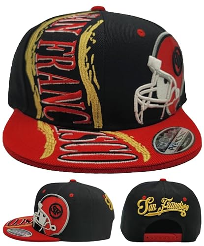 San Francisco New Leader Hurricane City Football Helmet Black Red Era Snapback Hat Cap