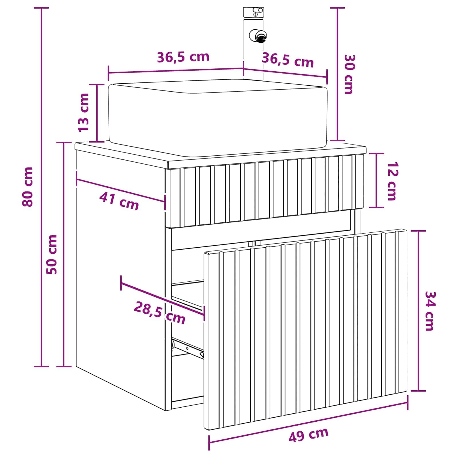 Mobile Lavabo Sospeso da Bagno Rovere Artigianale 49x41x63cm