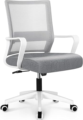NEO CHAIR Silla de oficina para videojuegos, silla de computadora ergonómica de malla con respaldo medio con ruedas, soporte lumbar, cómoda,