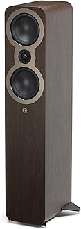 Q ACOUSTICS 3050c Floorstanding Speakers - Pair - 2x 5.5 Continuous Curved Cone Bass Driver, Point-to-Point Braced, HPE (Pressure Equalised) Cabinet, Stereo Speakers for Home Theatre (Claro Walnut)