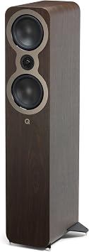 Q ACOUSTICS 3050c Floorstanding Speakers - Pair - 2x 5.5 Continuous Curved Cone Bass Driver, Point-to-Point Braced, HPE Pressure Equalised Cabinet, Stereo Speakers for Home Theatre Claro Walnut
