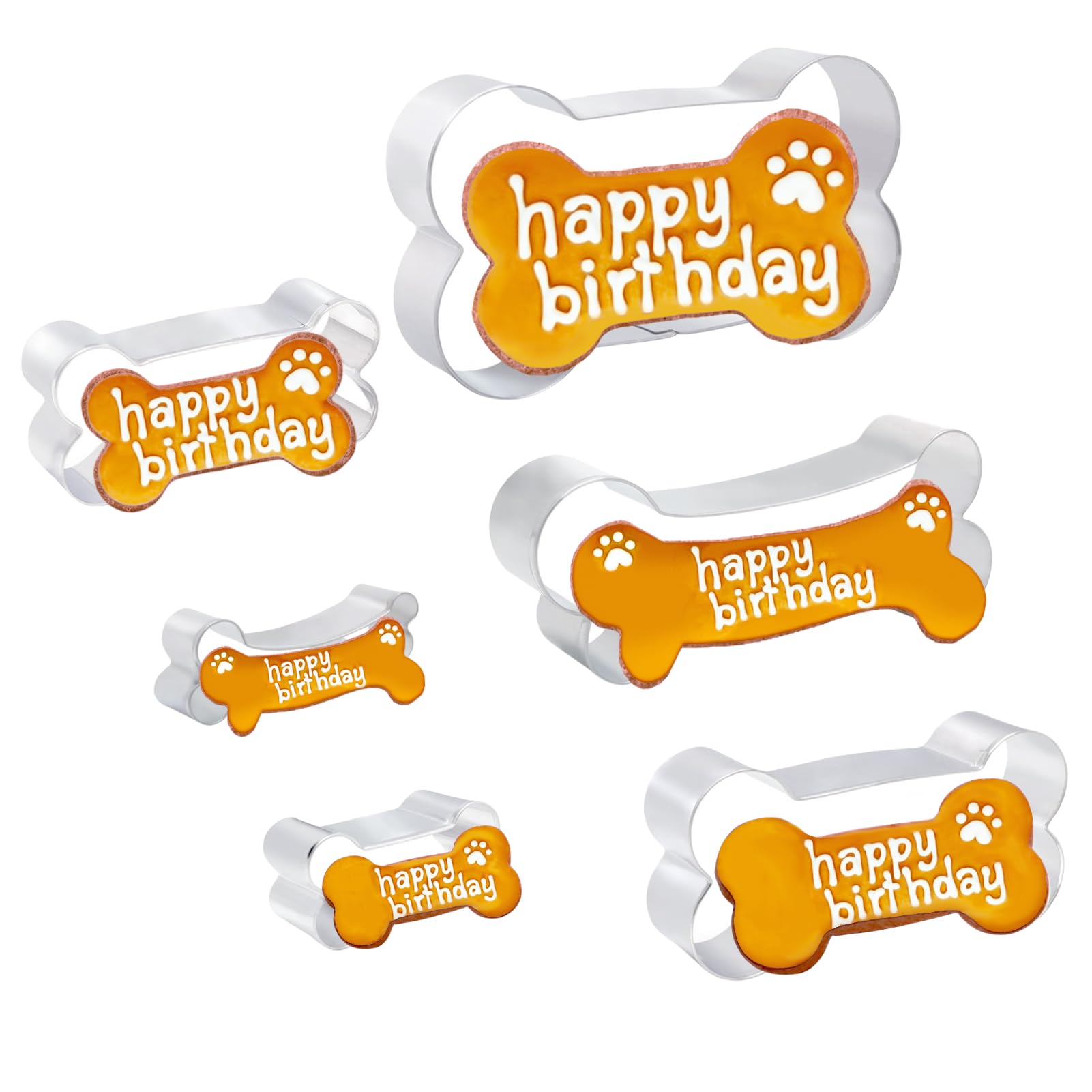 TINGSING 6 Pieces Dog Bone Cookie Cutters Set, Dog Cookie Cutter 5", 4", 3.5", 2", 4.8"