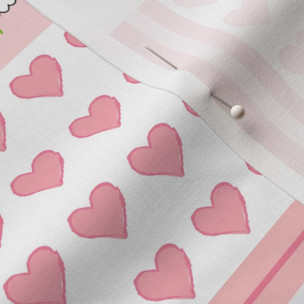 Spoonflower Fabric - Cute Guinea Pig Whole Cloth Wholecloth Quilt Pink Roses Cheater Printed on Petal Signature Cotton Fabric by The Yard - Sewing Quilting Apparel Crafts Decor