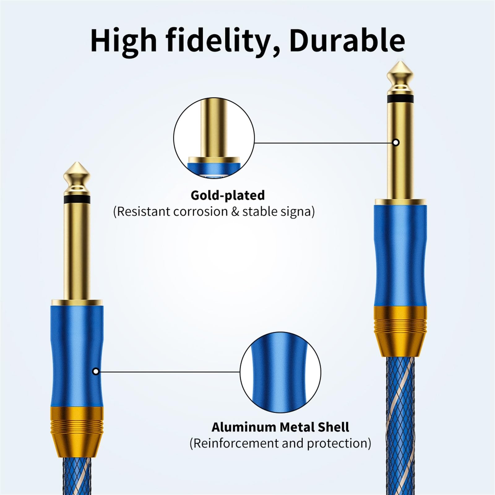 kabel audio do gitary Kabel Gitarowy 6.35mm 1/4 Kabel Audio 6.35mm TS Męski Na Męski Przewód Gitarowy Do Elektrycznej Gitary Basowej Klawiatura (Color : 3m)