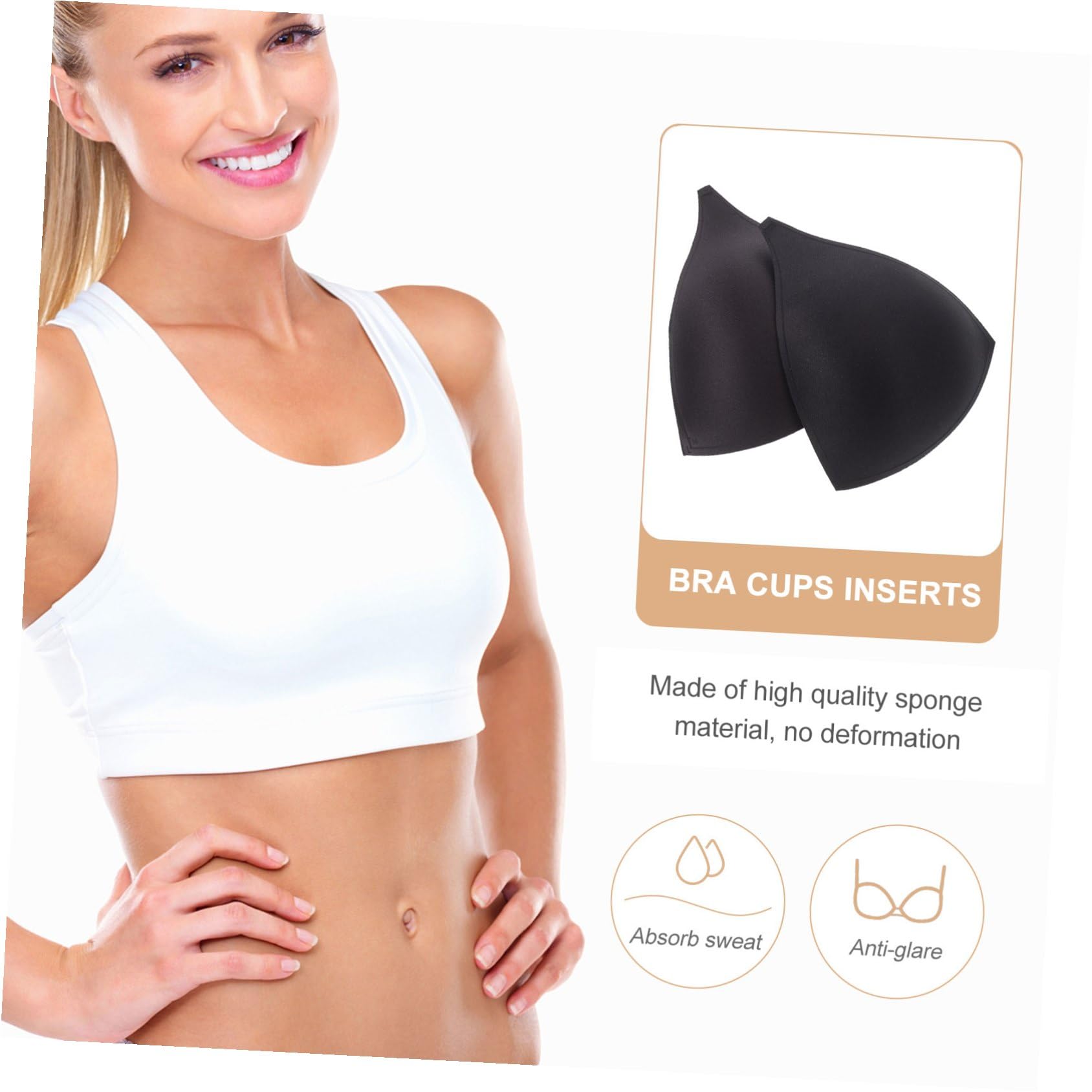 FOMIYES Almohadillas Para Copas Insertos Para Sujetadores Copas Para Mujer Relleno Para Sujetadores Almohadillas De Esponja Negras