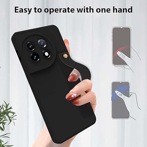 Miniatura 6 de OOK Compatible con Oneplus 11 5G, funda delgada de silicona líquida de TPU suave con soporte de pulsera, para mujeres, niñas y hombres, funda