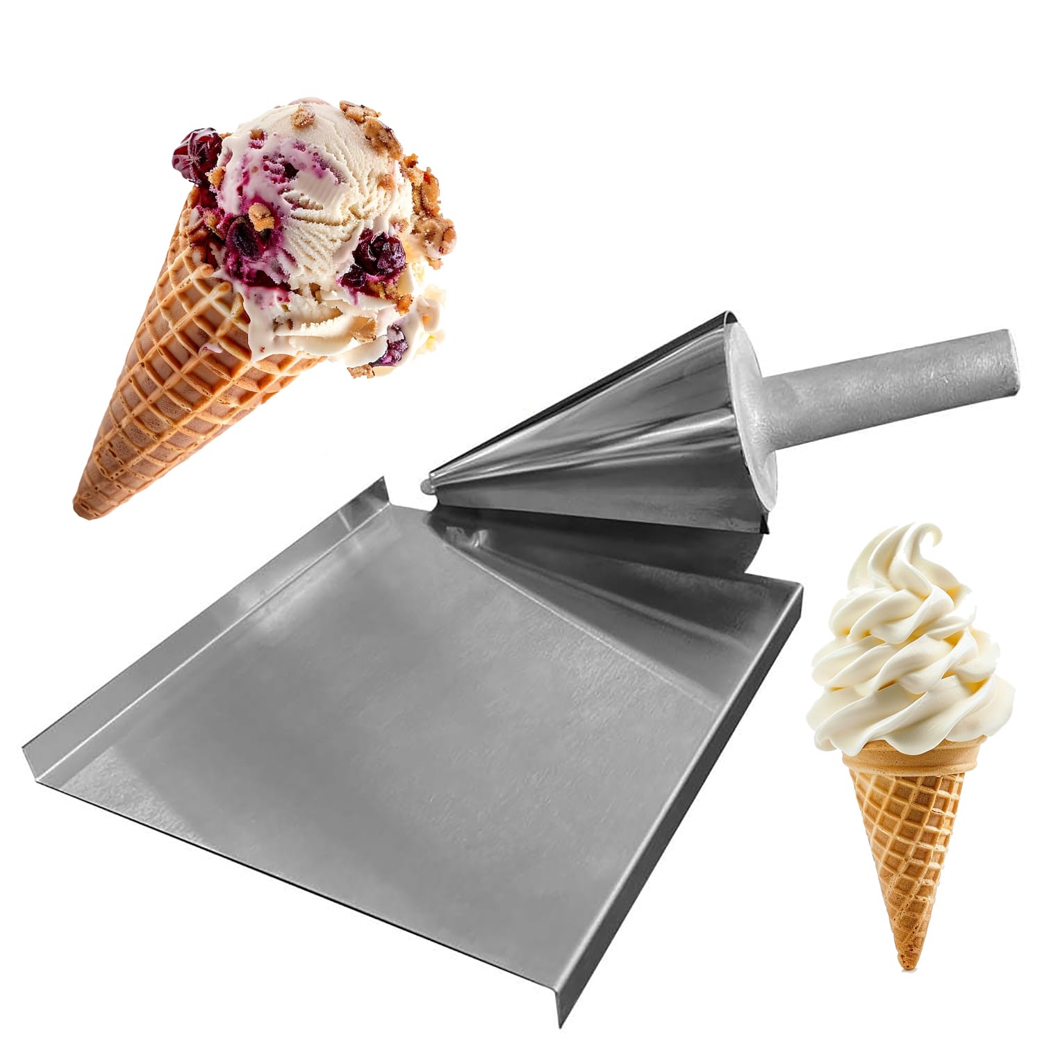 HMWOKPOT Ice Cream Waffle Cone Roller, Stainless Steel Waffle Cone Shaper Tool Nonstick Waffle Cone Mold for Restaurant, Home Kitchen, Bakeries