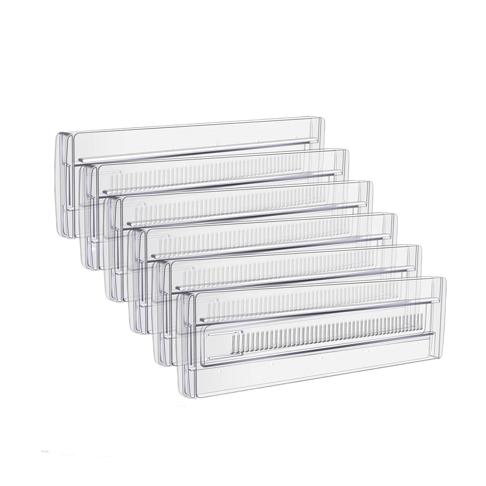 Genérico Separadores de cajones, organizador ajustable, paquete 6, tocador transparente expandible for ropa, utensilios cocina, vajilla