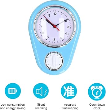 Luqeeg 9 inch Wall Clock Kitchen Timer, 60 Minute Visual Countdown Timer, Silent Operation, Easy to Read, Retro Kitchen Wall Clock, Visual Timer, Home Kitchen Timer for Home Kitchen