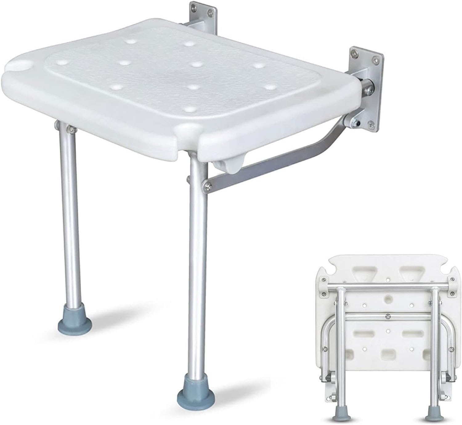Asiento De Ducha Abatible con Pies De Apoyo Taburete De Ducha Montado En La Pared Silla De Baño De Pared Banqueta Ducha para Personas Mayores Discapacitadas Y Mujeres Embarazadas