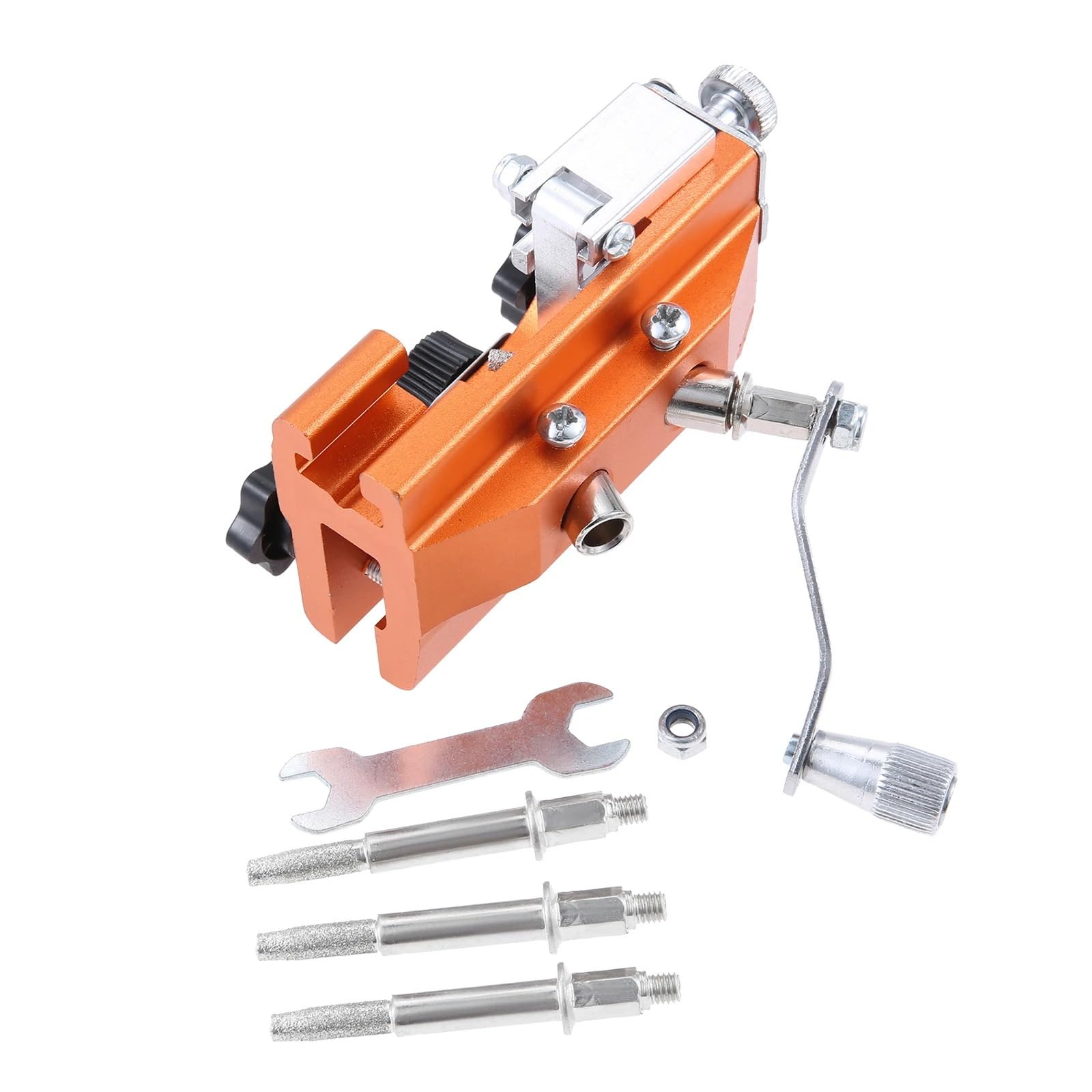 1 set affilacoltelli per motoseghe lama rapida lavorazione del legno affilatura testa di pietra utensile a manovella portatile