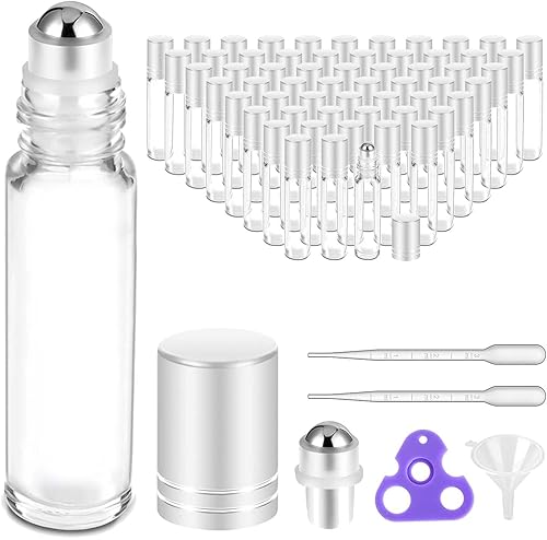 Miniatura 47 de PrettyCare Paquete de 60 botellas de rodillo de aceite esencial de 0.3 fl oz con bola de rodillo de acero inoxidable – a granel recargable a prueba