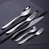 Vista 1 de 40-Piece Silverware Set for 8, Premium Food Grade Stainless Steel Flatware Sets, Mirror Polished Cutlery Set Includes Spoons Forks Knives