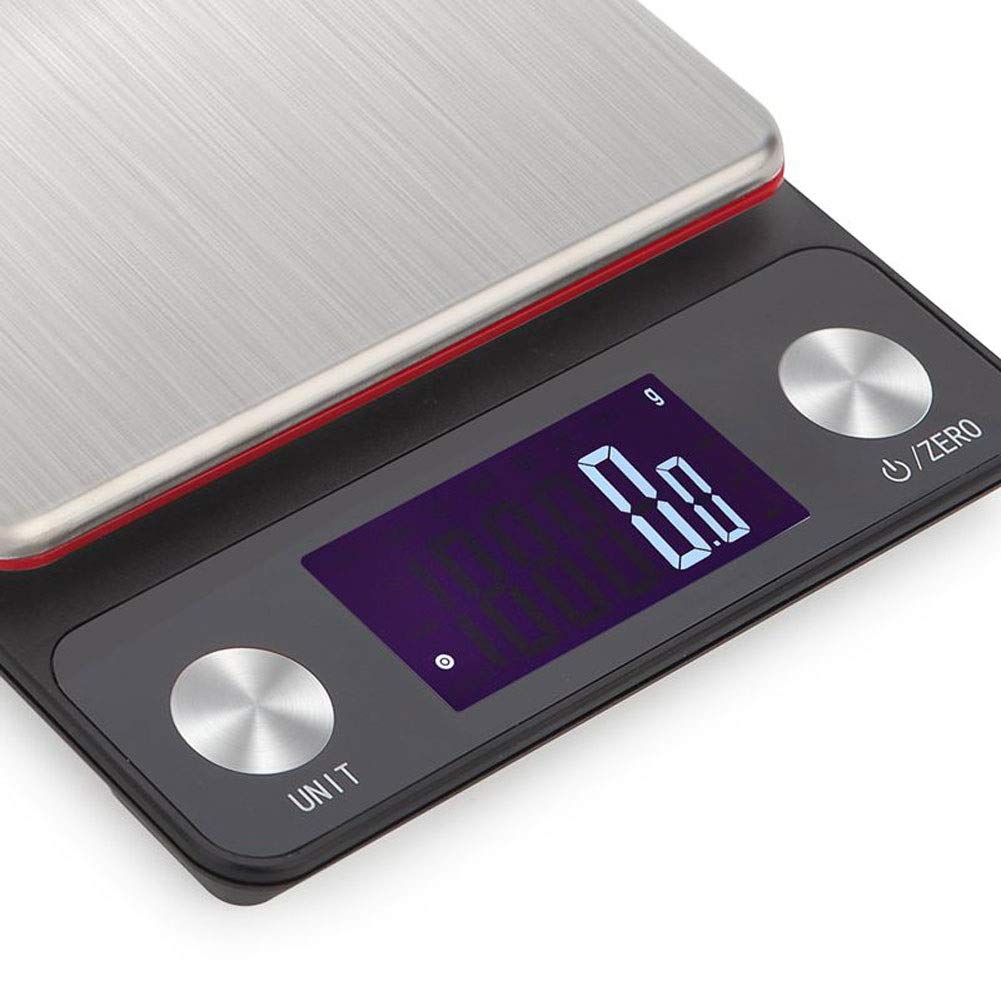 Bilancia da cucina digitale in acciaio inossidabile bilancia elettronica multifunzione per alimenti con retroilluminazione LCD e funzionamento a batteria, colore unico - 5 kg/0,1 g