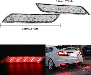 VOFONO Clear Lens 30-SMD LED Bumper Reflector Lights for 2013 2014 2015 Honda Civic Sedan, Function as Tail, Brake & Rear Fog Lamps - coolthings.us