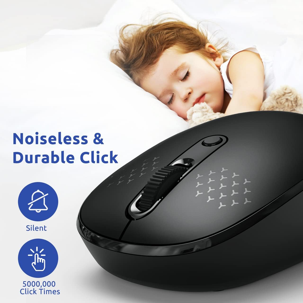 Trueque Wireless Mouse, 2.4G Noiseless Mouse with USB Receiver- Portable Computer Mice, 3-Level DPI Cordless Mouse for PC, Tablet, Laptop, Notebook with Windows (Black)