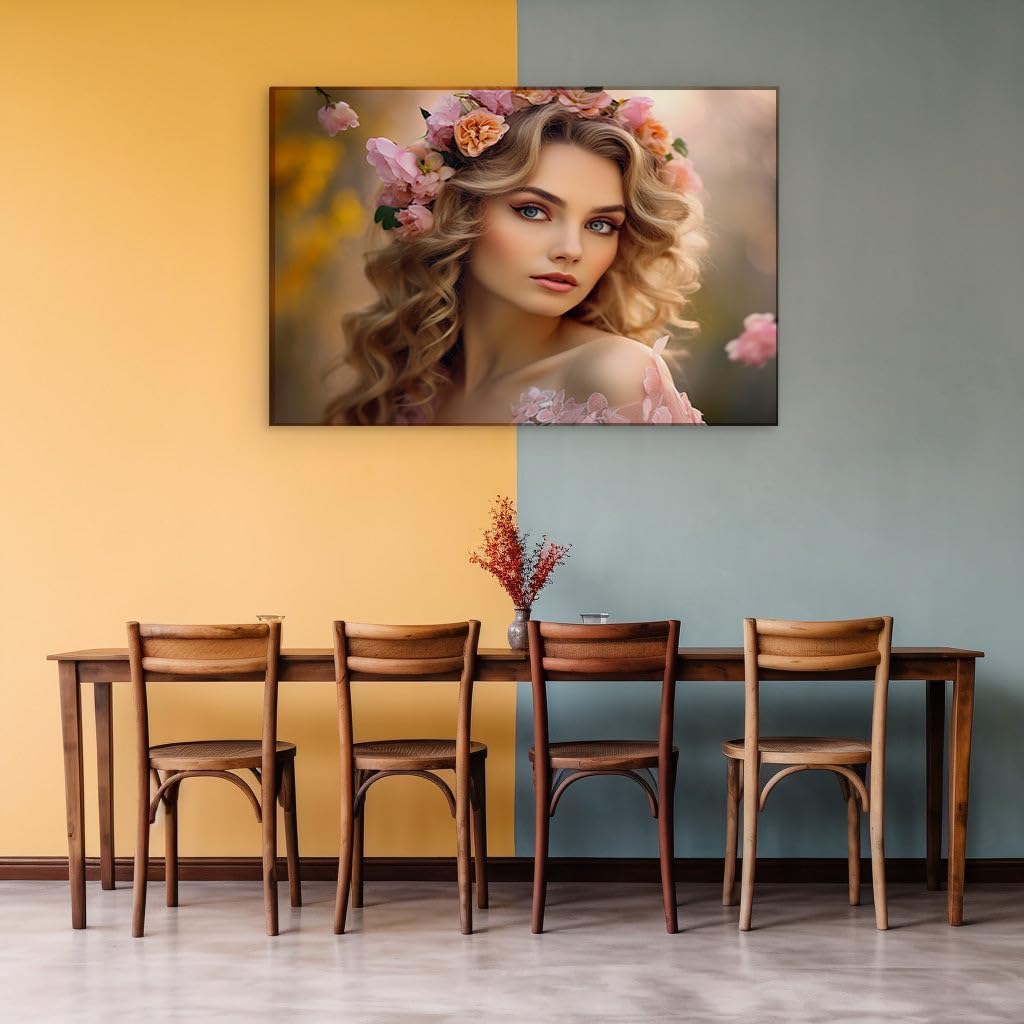 Canvas for Living room. A Vision in Pink: Enchantment in Bloom with a Serene Beauty, 27 x 18 inch Canvas Wall Art - Contemporary Masterpieces - Zen Wall Decor