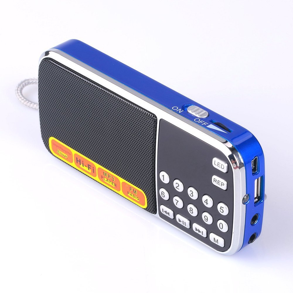 LETING Portable Mini USB FM Radio Speaker Music Player TF Card for PC iPod Phone 088 Blue