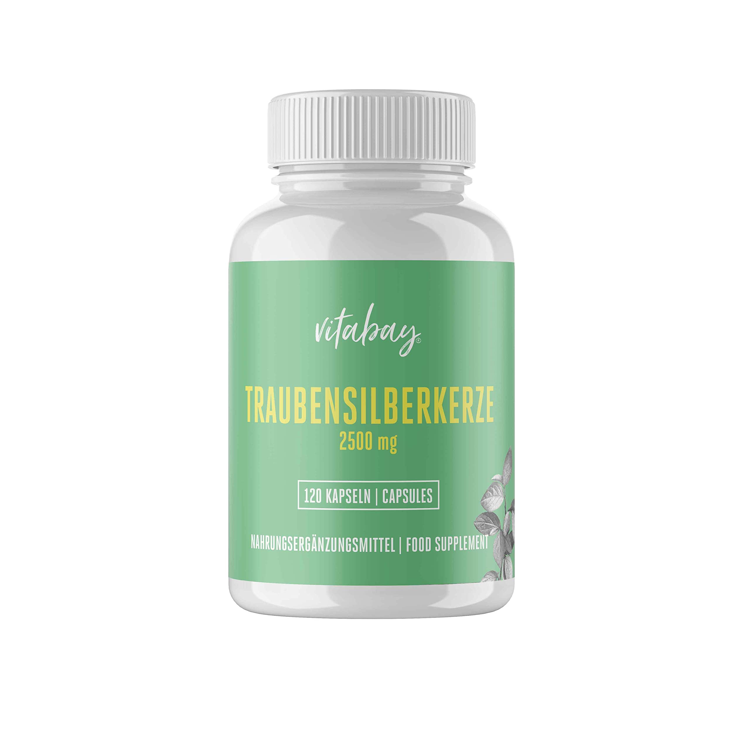 Vitabay Cimicifuga Racemosa 2.500 mg – 120 capsule vegane – Estratto di Cimicifuga racemosa (Black Cohosh) – estratto concentrato 5:1 di rizoma – testato in laboratorio in Germania – scorta 4 mesi