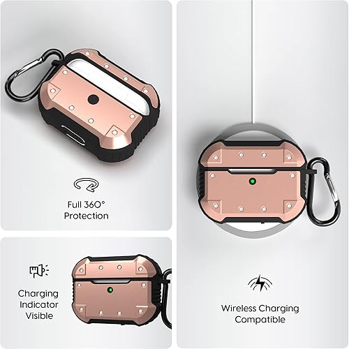 Miniatura 4 de TalkWorks AirPods Pro - Funda rígida resistente, protectora y segura con clip de mosquetón e indicador de carga LED visible, carga inalámbrica