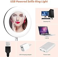 Vista 5 de Portátil multifuncional de 6.3 pulgadas regulable LED selfie video continuo Halo Ring Light Zoom Live Stream Soporte para teléfono con espejo