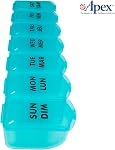 Apex 7 Day Bubble Lok Weekly Pill Organizer, Weekly Pill Organizer, Daily, Easy-Open, See-Through Lids, Organize Medication or Vitamins, Green