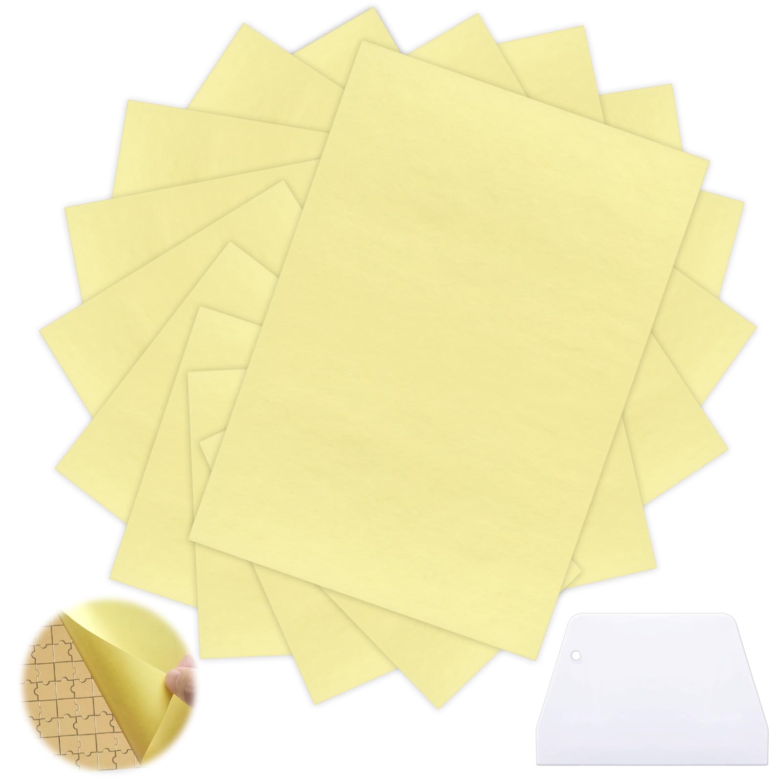Folia samoprzylepna do puzzli, 32 sztuki, przezroczysta, super puzzle, do puzzli, folia samoprzylepna A5 ze skrobakiem, klej do puzzli, optymalny do 8000 elementów