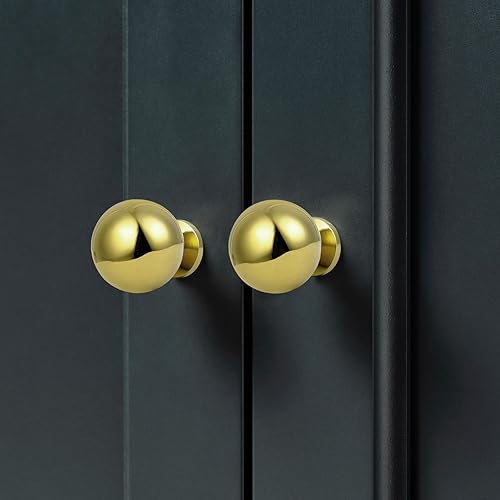 Miniatura 3 de FLIRABBIT Perillas de latón pulido para cajón, manijas de latón macizo, accesorios para tocador, cocina, dormitorio, baño (paquete de 2)