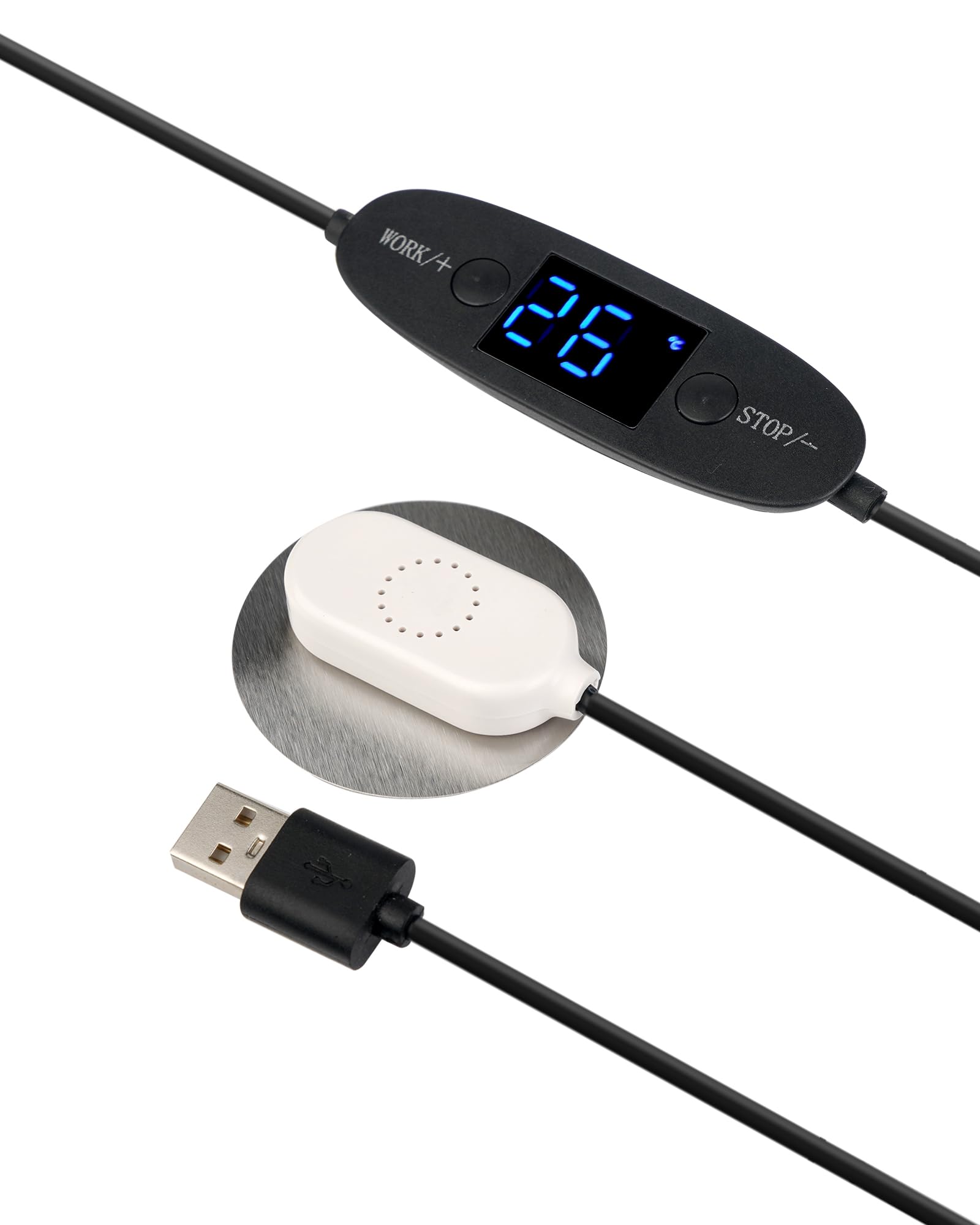 Ventilateur USB 120 mm, système silencieux contrôlé par la température, ventilateur 5 V avec cadre moderne en aluminium brossé noir pour armoires AV home cinéma