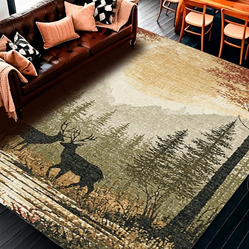 Tapete rectangular 5x7 con tema de caza y fauna