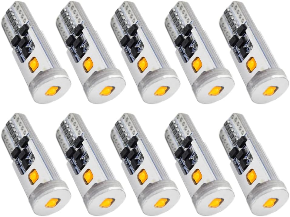 Ruiandsion 10pcs 194 LED Light Bulb 12-24V Super Bright 2525 LED Chipsets 168 2825 W5W T10 Wedge LED Replacement Bulbs Canbus Error Free for Car Door Courtesy License Plate Lights,Yellow