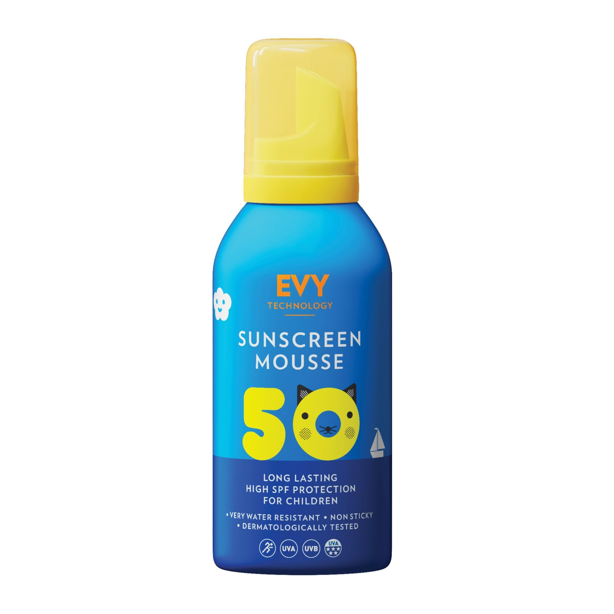 EVY Babies und Kids Sonnencreme Mousse LSF 50 - parfümfrei - schweiß- und wasserfester Sonnenschutz für Kinder ab 6 Monaten