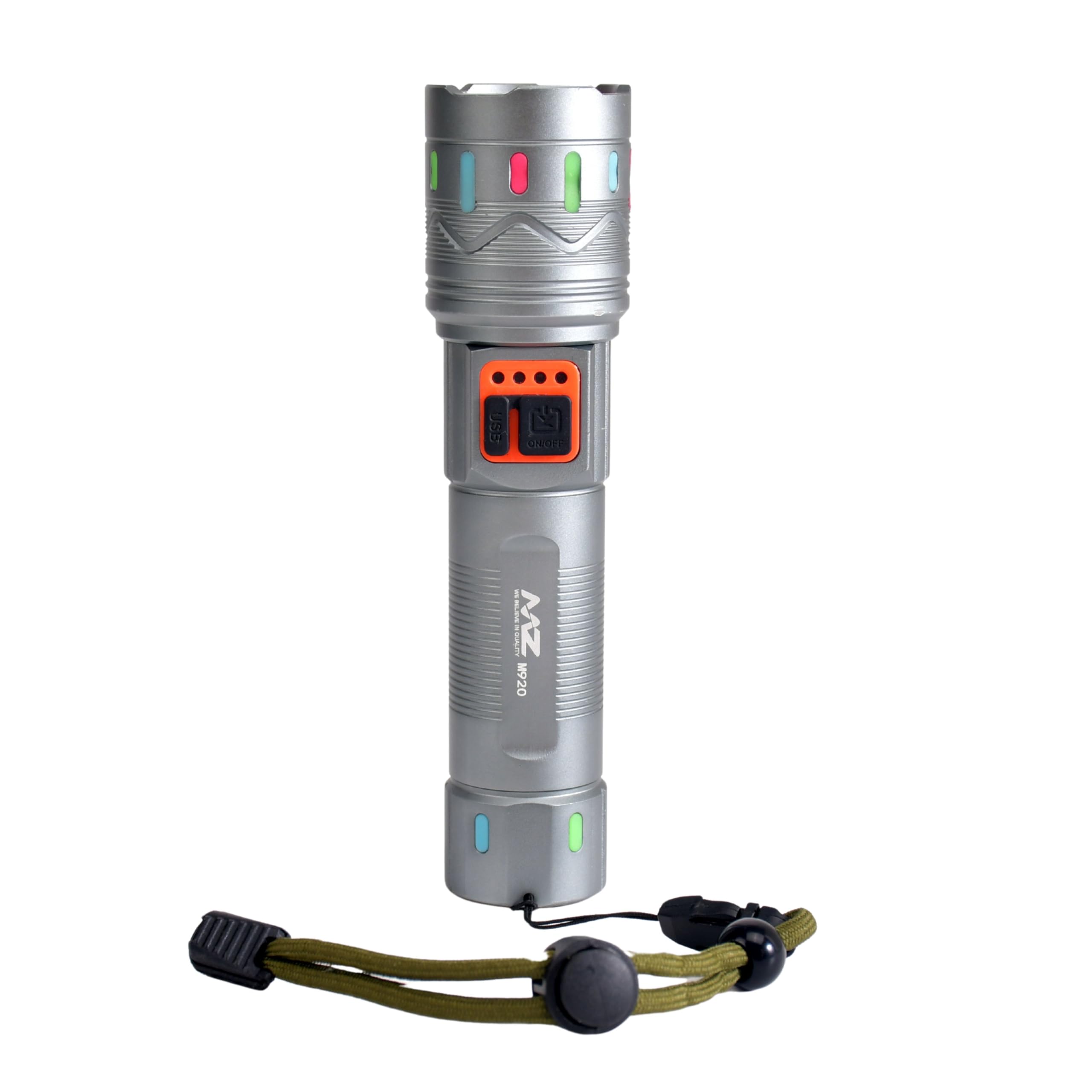 MZ M920 (Rechargeable LED Metal Torch) Zoomable 150W with 3 Modes